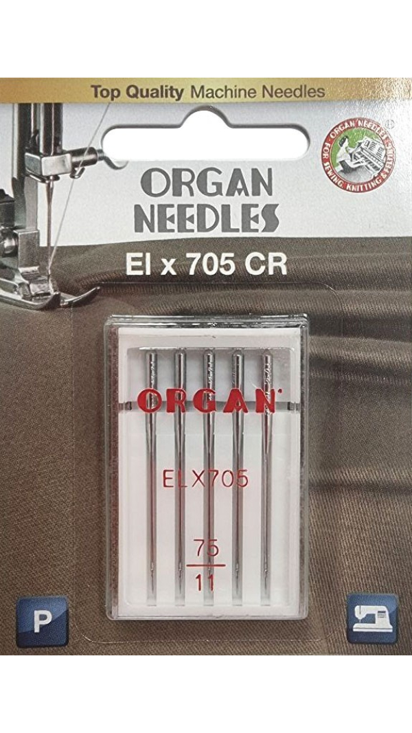 Голки для оверлока Organ ELx705 CR PB №75 5 штук