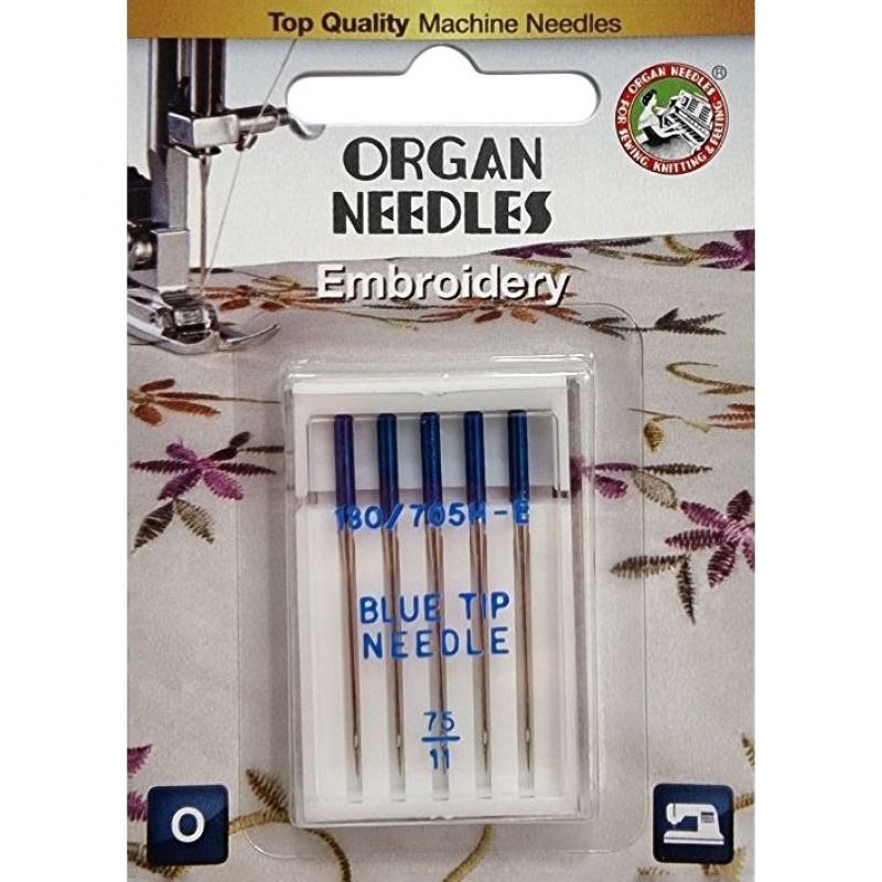 Голки для вишивки Organ Embroidery з блакитною колбою №75