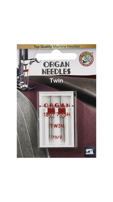 Голка подвійна універсальна Organ Twin №70/2.0