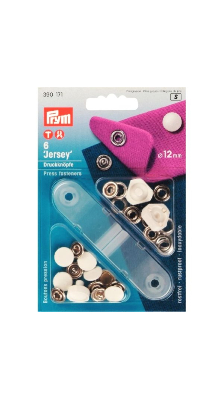 Кнопки Prym "Jersey" 12мм белые 390171