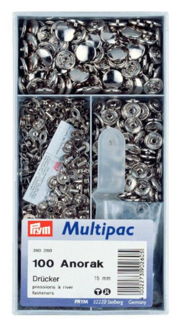 Кнопки Prym Anorak 15мм серебристые Multipuc 390260
