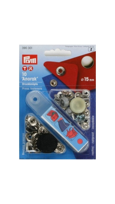 Кнопки Prym Anorak 15мм серебристые 390301