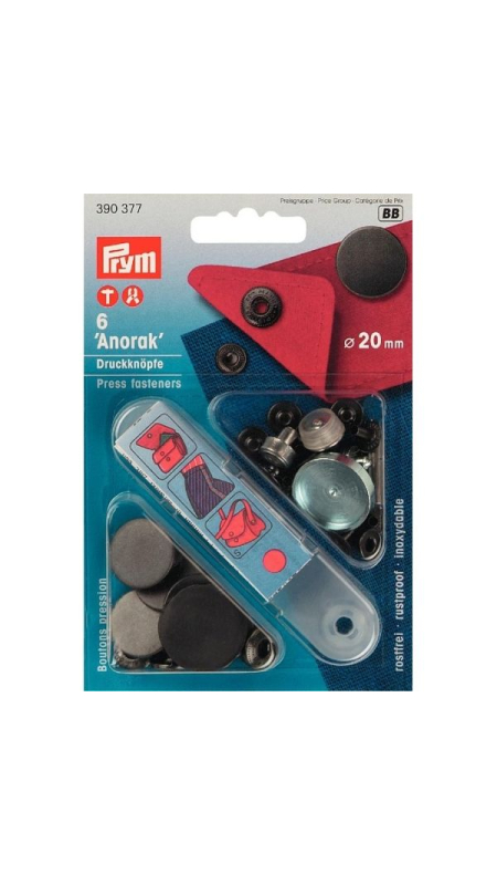 Кнопки Prym Anorak 20мм черные 390377