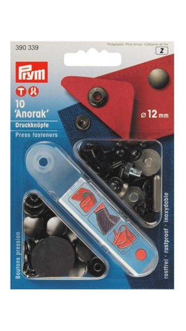 Кнопки Prym Anorak 12мм черный 390339